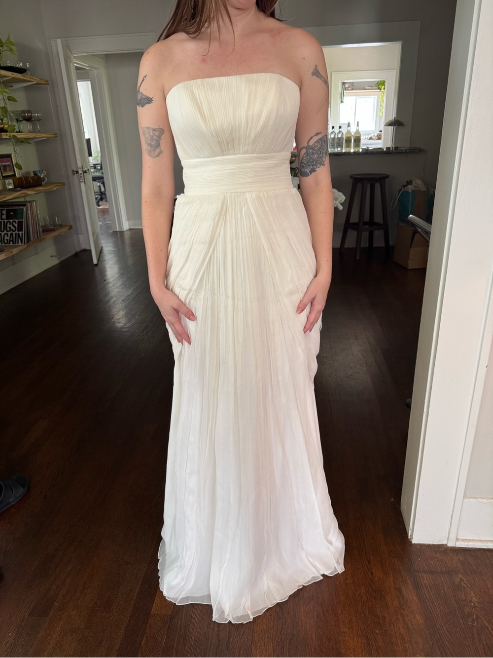 Anna Kara Pleated Strapless Wedding Dress Cream 38 Like New